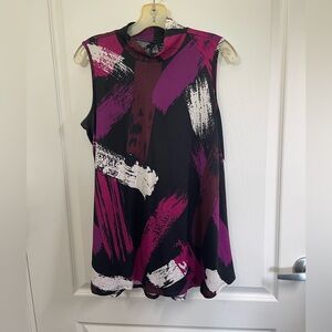 New Directions Women's Sleeveless Turtleneck Blouse M Multicolor Geometric